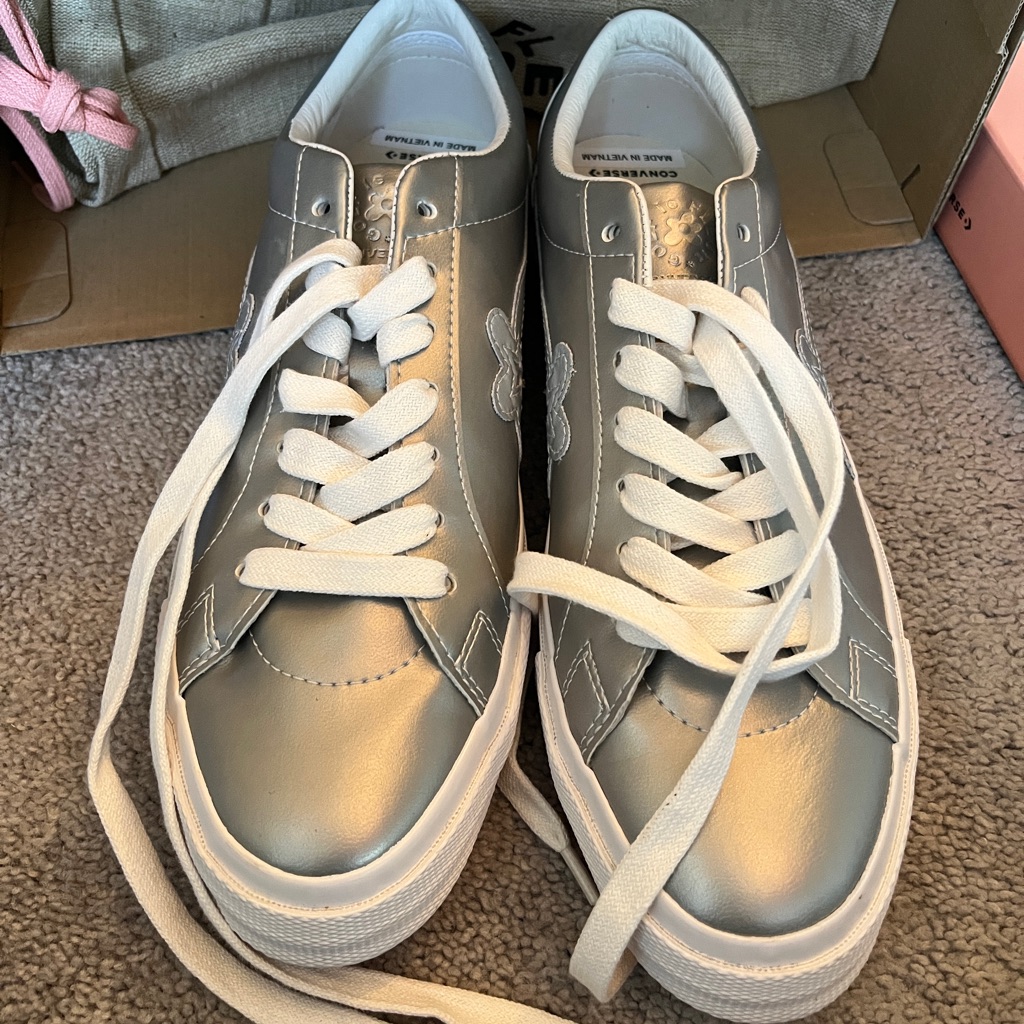 Converse Golf Le Fleur Ox Silver Sneakers, Nib